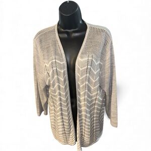 TWO-ONE-TWO NEW YORK Open Front Chevron Cardigan